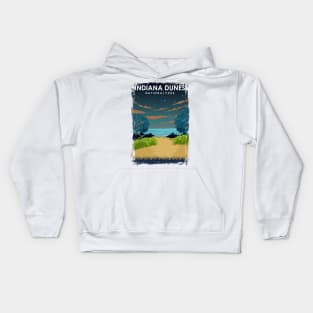 Indiana Dunes National Park at Night Vintage Mininimal Travel Poster Kids Hoodie